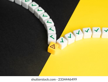 Important warning. Difficulties in transitioning to a new system or paradigm. Error detected during verification. Compatibility issues. Synchronization error.