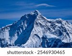 Imposing Mount Makalu,8485 m,5th highest mountain in the world,south west face and west pillar with wispy jet streams over the summit from the Mera Peak summit,6461 m,Mera Peak expedition,Nepal