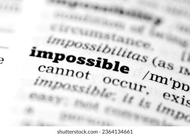 Impossible Dictionary definition single word with soft focus