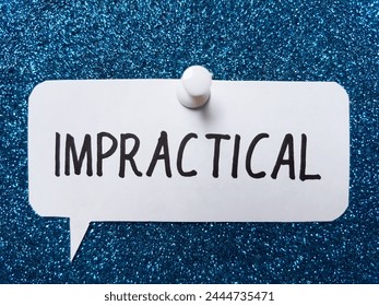 Impractical writting on blue background.
