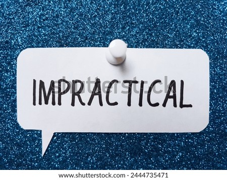Impractical writting on blue background.