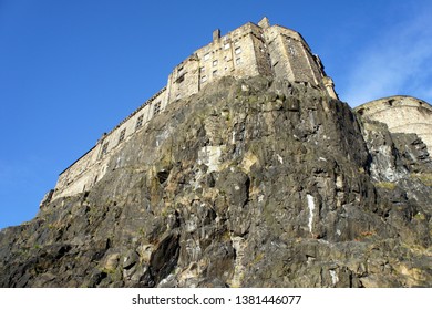 Impregnable Edinburgh Castle.Winter In Scotland.