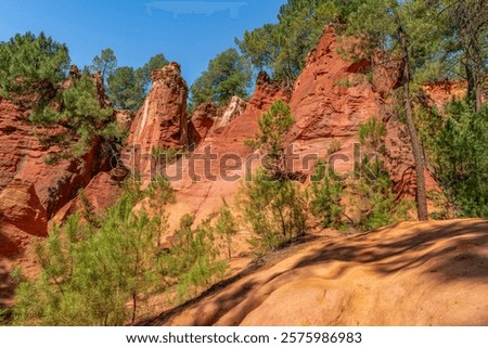 Impression around the Ochre Path near Roussillon, a commune in the Vaucluse department of the Provence region in southern France