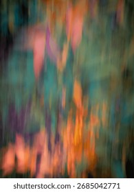Impressionist inspired long exposure patterns. The photo is taken in a park playing with light, trees and flowers 