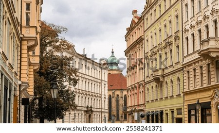 Impressive artistic buildings in the Jewish quarter of the unesco city of Prague, Czechia.
