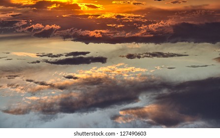 Impressive clouds with spectacular sunset colors
