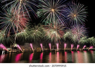 An Impressive Explosion Of Fireworks In Venice During The Redentore Festival,  Italy