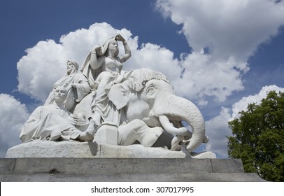 Impressive Imperial Victorian Monument On A Plinth Entitled Europe In London England Signifying Dominion Over Asia During The Days Of The British Empire