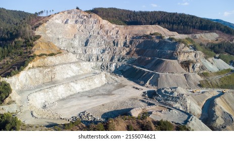Impressive opencast mining stone pit on a mountain in Austria