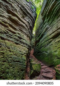 Impressive rock formation in Berdorf forest, Luxembourg