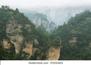 Impressive Sandstone Pillars From One Step To Heaven In Yangjiajie Area Of Zhangjiajie National Park, Hunan Province, China. 