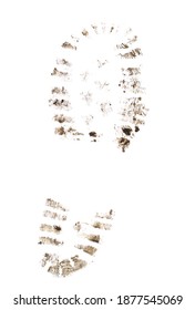 Imprint of dirty shoes isolated on a white background. - Shutterstock ID 1877545069