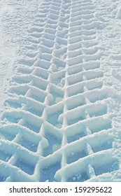 Imprint Of A Truck Tire In Snow