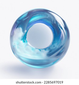 impulsive 3d art digital art on a white background: transparent glass sphere with a portal to the blue universe inside