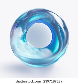 impulsive 3d art digital art on a white background: transparent glass sphere with a portal to the blue universe inside