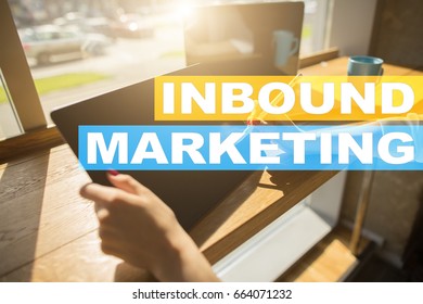 Inbound marketing text on virtual screen. Business and technology concept. - Shutterstock ID 664071232
