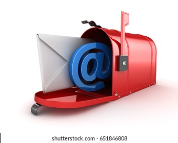 Inbox Concept with Mailbox , This is a 3d Rendered Computer Generated Image. Isolated on White.