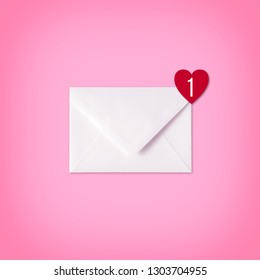 Inbox over load - Envelope with red app notification heart badge showing there are 1 unread email waiting to be answered - Powered by Shutterstock - Get 15% off with code: PIKWIZARD15