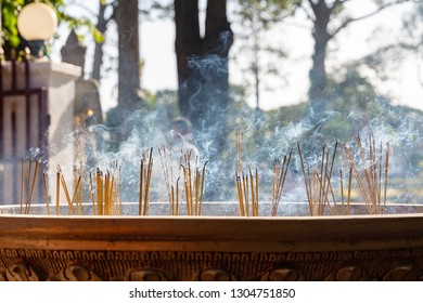 incense burner in the shrine of Preah Ang Chek Preah Ang Chorm, Siem Reap, Cambodia, Asia
