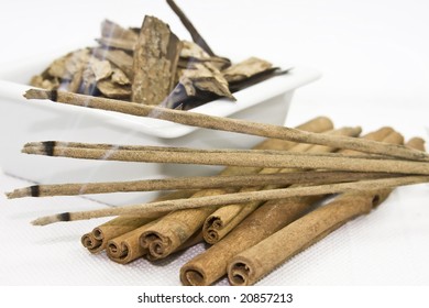 Incense, Cinnamon Sticks And Sandalwood