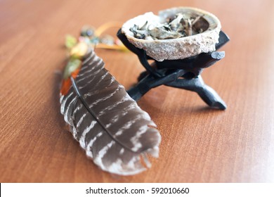Incense holder and feather