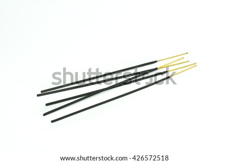 Incense stick on white background.