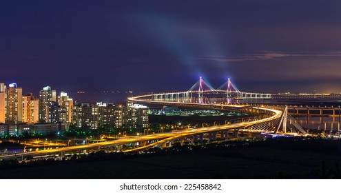 Incheon Bridge At Night