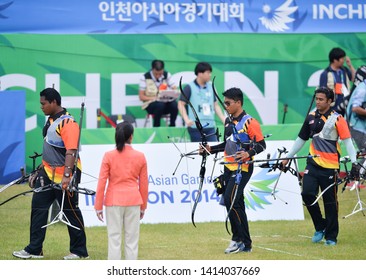 INCHEON, KOREA : Malaysia Athlete Competing In The Gyeyang Asiad Archery Field, The 2014 Asian Games On September 25, 2014