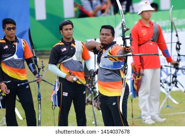 INCHEON, KOREA : Malaysia Athlete Competing In The Gyeyang Asiad Archery Field, The 2014 Asian Games On September 25, 2014