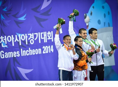 INCHEON, KOREA : Medal Presentation Ceremony Karate Athlete, In The 2014 Asian Games, At Gyeyang Gymnasium On October 03, 2014