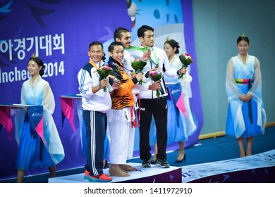 INCHEON, KOREA : Medal Presentation Ceremony Karate Athlete, In The 2014 Asian Games, At Gyeyang Gymnasium On October 03, 2014