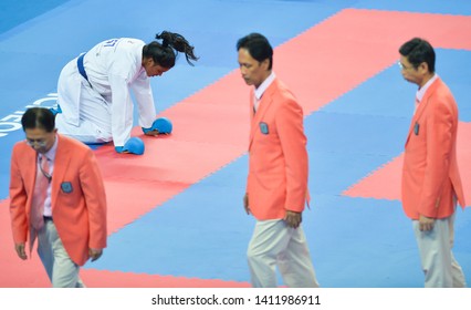 INCHEON, KOREA : Women's Karate Athletes During The 2014 Asian Games At Gyeyang Gymnasium On October 03, 2014