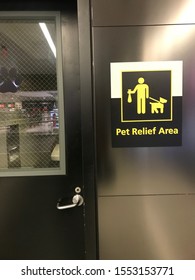 Incheon, Seoul / South Korea - March 19, 2019: Close Up Of Bath Wash Comfort Room Sign With Dog And Human At International's Airport Terminal Interior