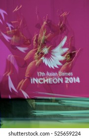 INCHEON September 29, 2014 - Men's 3 Meter, During Jump At Aquatic Center Munhak Park Taek-hwan, At Asian Games Incheon 2014, Korea.