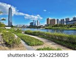  Incheon Songdo Central Park with nice clouds                              