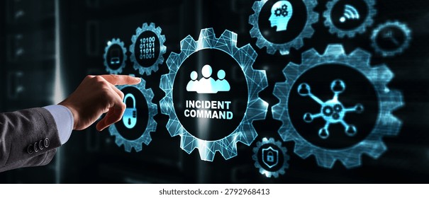Incident command system for emergency management with digital gears and human hand interaction