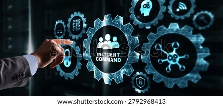 Incident command system for emergency management with digital gears and human hand interaction