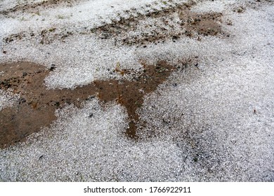 Inclement Weather, Hail, Ice On The Road, Hailstone On Road 