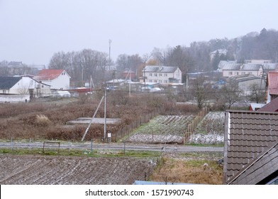 Inclement Weather In The Village, Snow And Rain In The Countryside