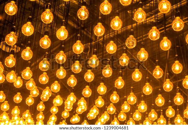 Included Lights Hanging Ceiling Background Image Stock Photo