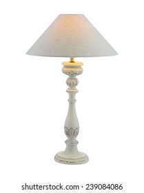 Included Table Lamp With Shade On A Wooden Leg