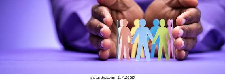 Inclusion, Diversity And Equality. African Hands Safeguard Paper Shapes - Shutterstock ID 2144186385