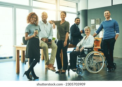 Inclusion, diversity and portrait of business people in office for teamwork, support and happy. Smile, collaboration and inclusive with group of employees for mission, commitment and mindset - Powered by Shutterstock