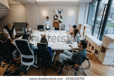 Similar – Image, Stock Photo A focused group of people in casual sportswear engage in stretching exercises before starting their outdoor basketball session