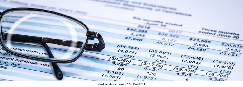 Income Statement With Detail List, Accounting Concept For Small Business. Wide Banner