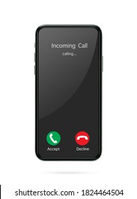 Incoming call phone screen interface. slide to answer, accept button, decline button. smartphone call screen mockup isolated with clipping path on white background. - Shutterstock ID 1824464504