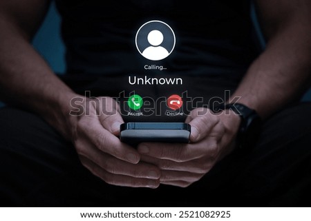 Incoming Unknown Caller. Scam Call Concept