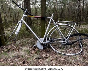 An Incomplete, Old Bike Left In The Woods By The Bike Path