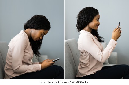 Incorrect And Correct Spine Posture Using Smartphone Or Phone