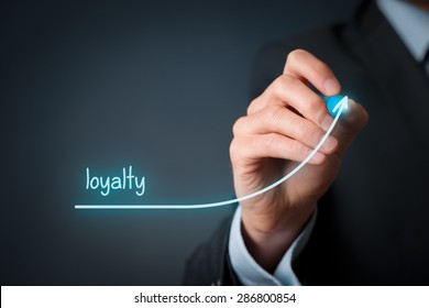 Increase Customer Or Employee Loyalty. Businessman Draw Growing Line Symbolize Growing Loyalty.